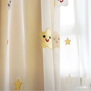 Cute Star Embroidered Sheer Curtain